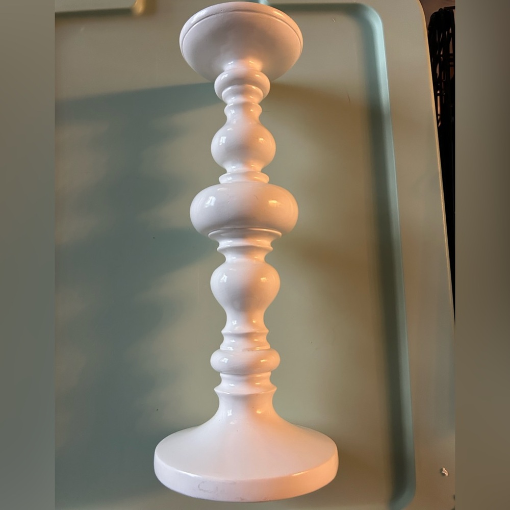 Z Galleries White 14” Mariposa Pillar Candle Holder